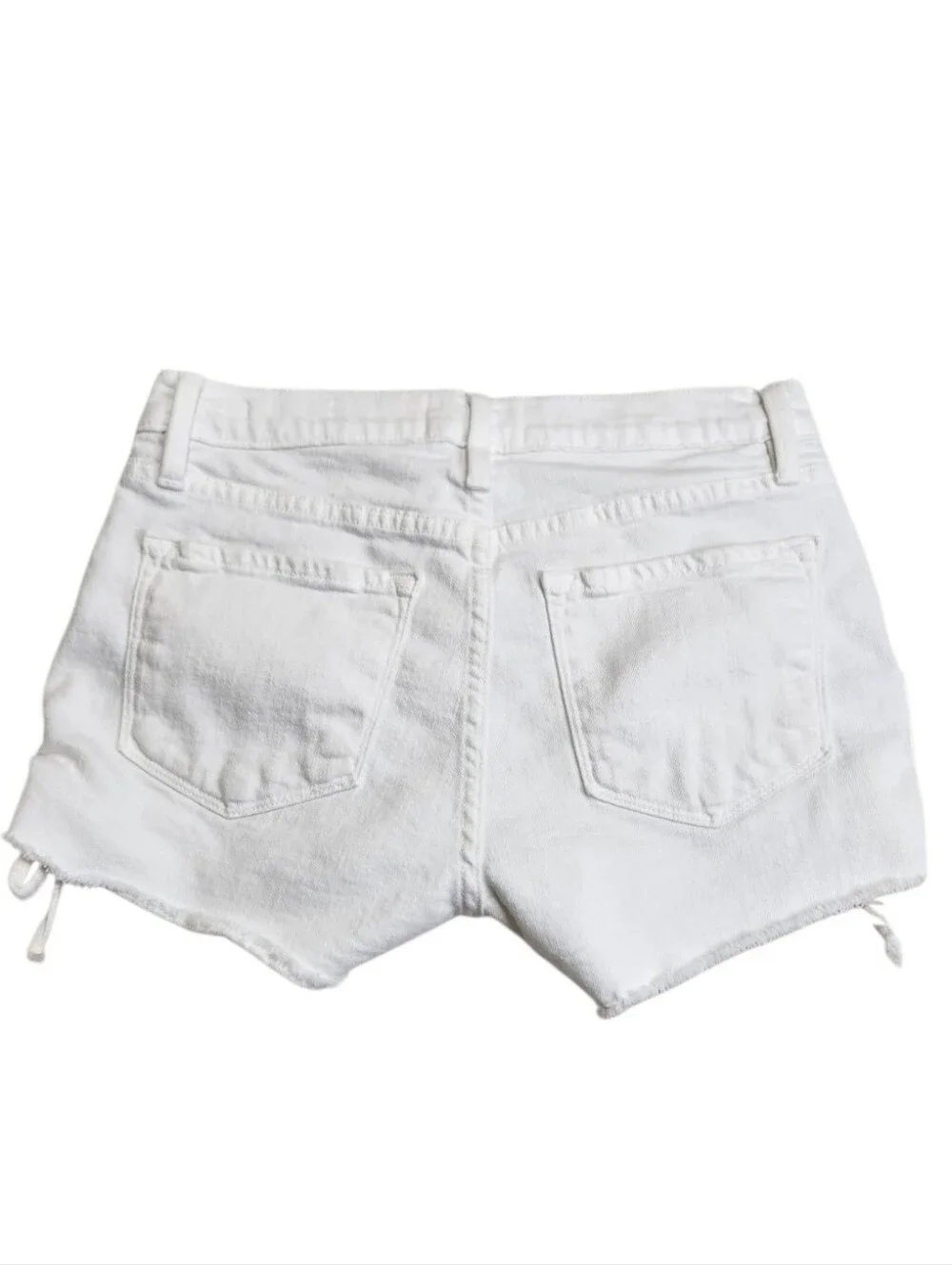 Frame Le Cuttoff Lace-Up White Denim Shorts Size 24